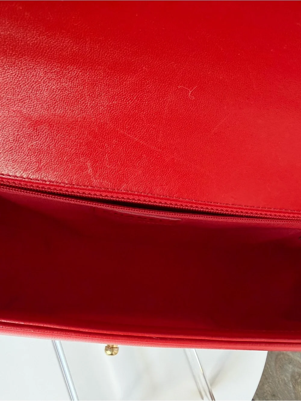 CHANEL Red Quilted Leather Medium Boy